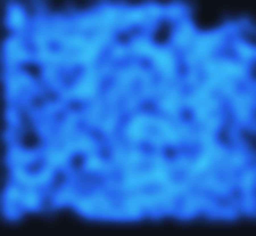 Dichtekarte in Blautoenen: hell, wo viele Mittellinien dicht beieinander liegen.